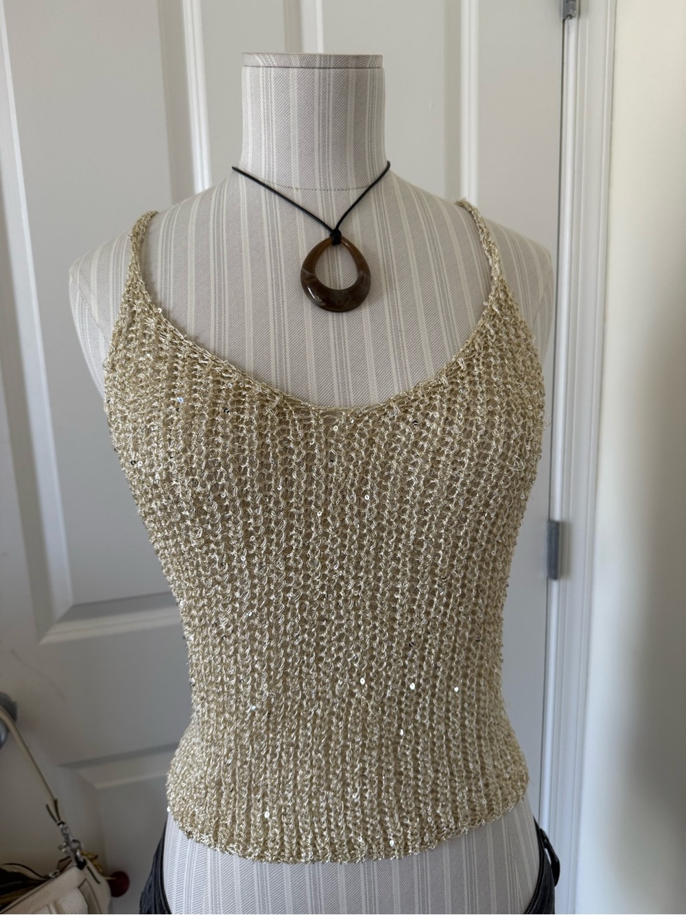 T.J.Maxx Gold Knit Sequin Tank Top